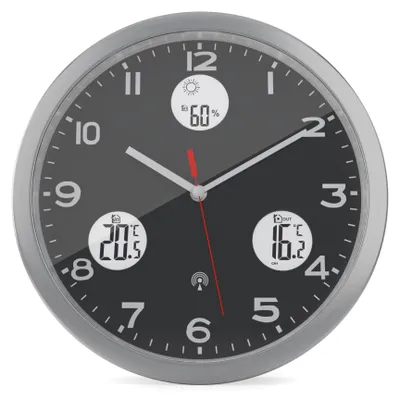 Funkwanduhr mit Temperatur- und Luftfeuchtigkeitsanzeige, Ø 30 cm