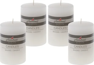Produktbild von 4er Set Adventskranzkerzen "Raureif" Weiß 100/68 mm