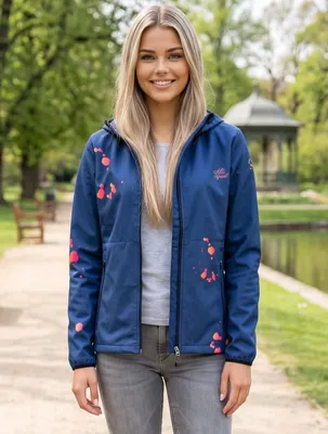 Image de Veste softshell premium pour femmes ALTISPORT VOJ/ALW077JACK01, couleur bleu marine/orange, taille XXXL