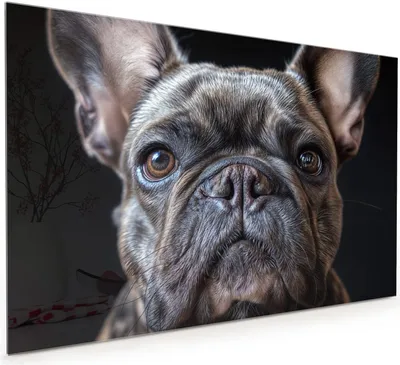 Produktbild von Küchenrückwand Spritzschutz Glas mit Motiv Bulldoggenportrait 40 x 40 cm