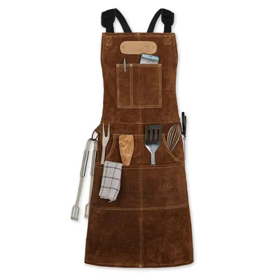 Produktbild von ROUGH Büffel Rau Wild Leder Arbeitsschürze, Grillschürze BBQ Kochschürze in Hellbraun