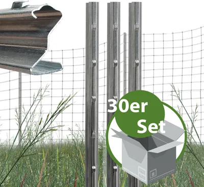 Produktbild von Z-Profil Zaunpfosten 150 cm feuerverzinkt 30x Zaunpfähle 1,5 mm Stärke gestanzte Haken Forstprofil