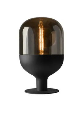 Produktbild von Große Tischlampe Dome schwarz Glas gold Vintage-Look