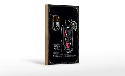 Produktbild von Holzschild Rezept Cuba Libre Cocktail Recipe 12x18 cm Dekoration