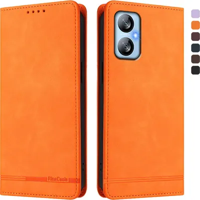 Image de Etui pour Blackview A52 / A52 Pro, étui rétro en cuirPolyuréthaneavec support et fentes pour cartes Orange