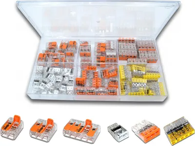 Produktbild von WAGO Sortimentsbox mit 108 Stück Verbindungsklemmen | Serie 221, 2273 (Hebelklemme, Steckklemme) | Box Set Verbindungsklemme