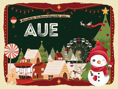 Produktbild von vianmo Holzschild 30x40 cm Weihnachtsgrüße aus AUE Weihnachten