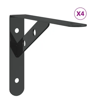 Obrázek produktu pro Policové držáky 4 ks 20 x 2,5 x 14 cm černé nerezová ocel