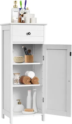 Produktbild von GOPLUS Badschrank, Midischrank Nachttischregal Metallgriff Badezimmer mit 1 Schublade & 1 Schrank