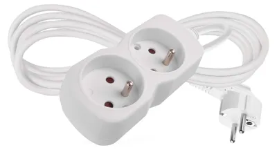 Prodlužovací kabel 2 m / 2 zásuvka / bílý / PVC / 1 mm2