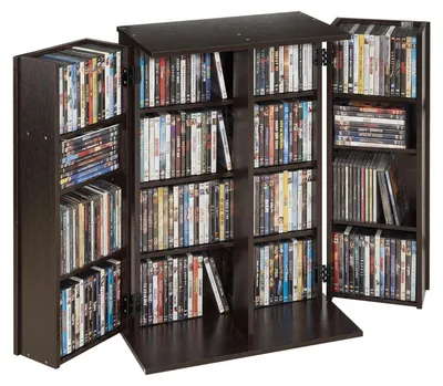 Immagine prodotto di Scaffale porta DVD e CD - Scaffale a 4 ripiani - Ideale per CD, DVD, libri, giochi - Contenitore multimediale - Scaffale in legno salvaspazio - 61 x 36,8 x 84,6 cm - Marrone