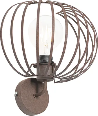 Produktbild von QAZQA - Design Wandleuchte rostbraun 30 cm - Johanna I Wohnzimmer I Schlafzimmer - Stahl Rund - LED geeignet E27