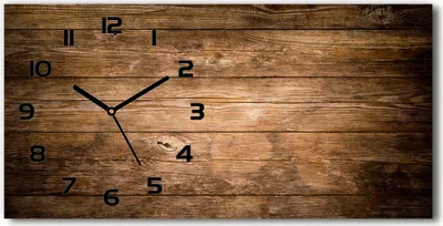 Produktbild von Wanduhr aus Glas – 60x30 cm - Glasbild - Glasuhr - Gehärtetes Glas - schwarze-zeiger - Holzuntergrund