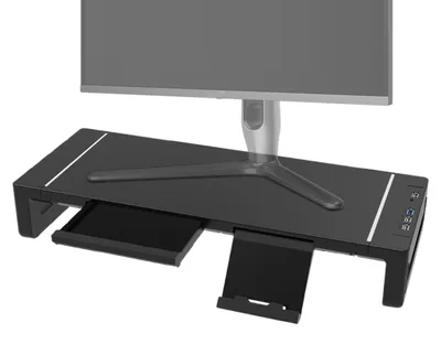 Zdjęcie produktu dla Ergonomiczna podwyższenie monitora z szufladą do biurka