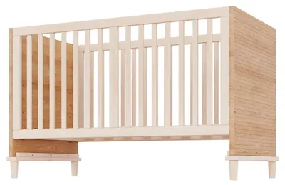 Image de Lit bébé - Lit à barreaux - 70 x 140 cm - 5 niveaux de hauteur réglables - Bois massif et MDF - Sans matelas - Finition naturelle