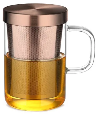 Produktbild von Borosilikatglaskanne mit Edelstahlfilter und Deckel