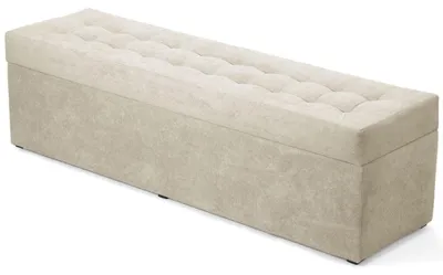 Produktbild von MG Design Polsterhocker Beige 45x160 cm - Stauraum 190L, bis 300 kg, stabil & pflegeleicht, für Wohnzimmer, Schlafzimmer & Flur