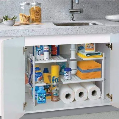 Produktbild von Unyqoos® verstellbares platzsparendes Küchengestell mit 10 Regalen unter dem Goosteen