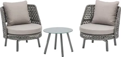 Produktbild von Dehner Balkonset Nizza, 3-teilig, inkl. Kissen/Polster mit wasserabweisender Oberfläche, Aluminium/Baumwolle/Polyester, anthrazit/grau