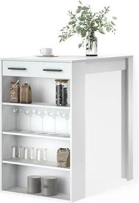 Image de Table de bar Livinity Regusa Blanc 67x100cm, Model 55903