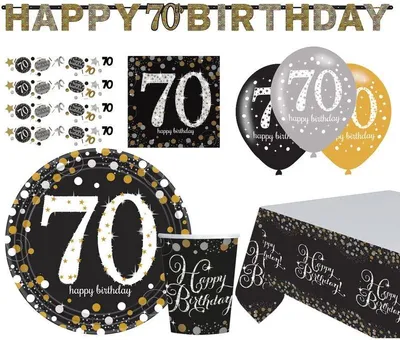 Produktbild von Zahl 70 Sparkling Celebrations Gold Partyset 41-teilig