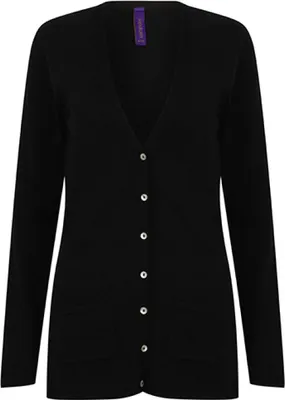 Produktbild von Henbury H723 | Ladies V Button Cardigan - Farbe: Black - Größe: XL