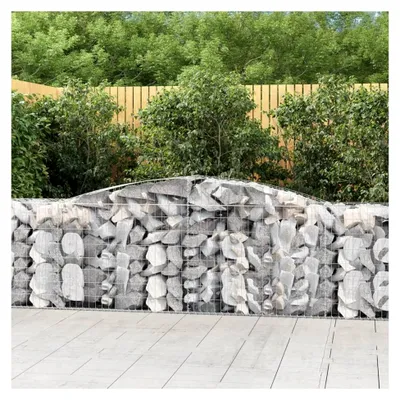 Produktbild von Gabione mit Hochbogen, Gabionenkörbe, Hochbeet, Steinkorb, Gabionengitter, Drahtkorb für Pflanzen, Kräuterspirale für Garten, 400x50x80/100 cm verzinktes Eisen