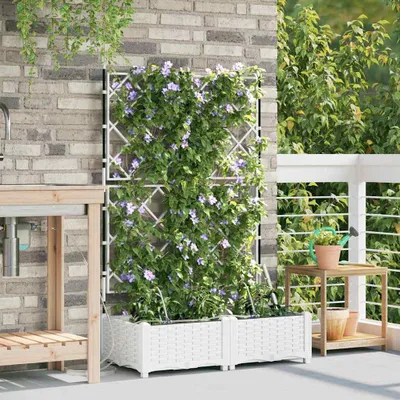 Obrázok produktu pre Maison Exclusive – Súprava dvoch záhradných kvetináčov, biela, 80 x 40 x 126 cm, vyrobené z polypropylénu (PP)