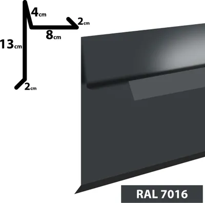 Produktbild von 2m Ortgangblech II Ortblech Windblech pulverbeschichtetes 0,5 Zuschnitt 300mm (20x80x40x140x20) RAL-7016 Graphit