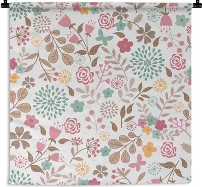 Produktbild von MuchoWow® Wandteppich Wandbehang Blumen - Muster - Farben 90x90 cm Tapisserie Dekoration Wandtuch - Wandaufhänger