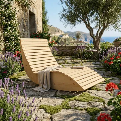 Produktbild von Holzliege Wellenliege Waldsofa Gartenliege "Schaukel-Sannerl" (Fichte) Breite 100cm Schaukelliege Relaxliege Himmelsliege