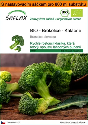 Obrázek produktu pro SAFLAX Garden in the bag - BIO - Brokolice - Kalábrie - Brassica oleracea - 100 Semena - S pěstebním substrátem v praktickém samovztyčovacím sáčku