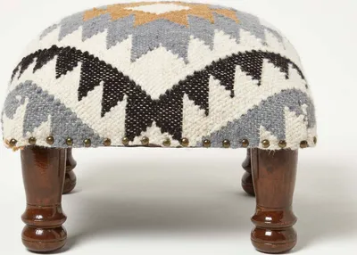 Produktbild von HOMESCAPES Kelim Hocker Agra 40 x 40 x 25 cm - Polsterhocker mit Kelim-Bezug