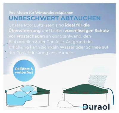 Produktbild von Duraol Poolkissen Winter I 1 Stück I Luftkissen für Pool Winterabdeckung I Frostschutz für Pool I Aufblasbare Poolkissen für die Überwinterung I Luftpolster mit Ösen