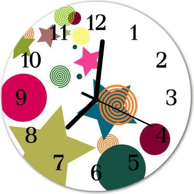 Produktbild von Glasuhr Wanduhr Küchenuhr Echt-Glas 30fi cm Sterne mehrfarbig