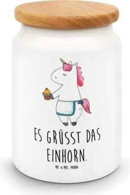 Produktbild von Mr. & Mrs. Panda Dose Einhorn Muffin - Weiß - Geschenk, Frischhaltedose, Vorratsbehälter, zuckerdose, Vorratsdose, Backen, Grüße, Unicorn, Geburtstag, Kaffeedose, Kekse