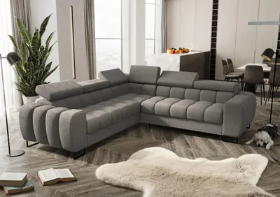Produktbild von Ecksofa Schlafsofa BASTIEN in Stoff Moly Grau Seite Universal