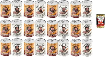 Produktbild von Fagioli alla Bud Spencer Bohnen Testpaket Tex Mex und Borlotti, Bud Power- Bud-Spencer-Tex Mex Bohnen fertig zum Probieren 24 x 400gr + Italian Gourmet polpa 400g