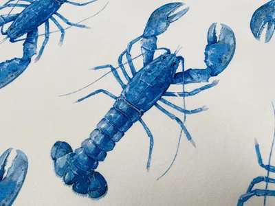 Productafbeelding van Omgoods - Blauw Kreeftenprint Stof voor Creatieve Projecten