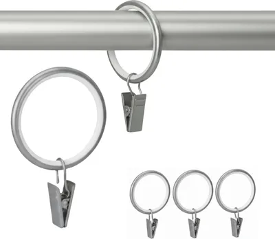 Produktbild von 100 Stück Metall Gardinenringe mit Clips Farbe Satin für 25 mm & 30 mm Gardinenstangen Vorhangringe 35 mm Innendurchmesser Leises Gleiten
