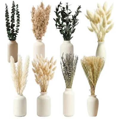 Image de 100 tiges de pampa séchées, ensemble de décoration naturelle pour salon et projets de bricolage