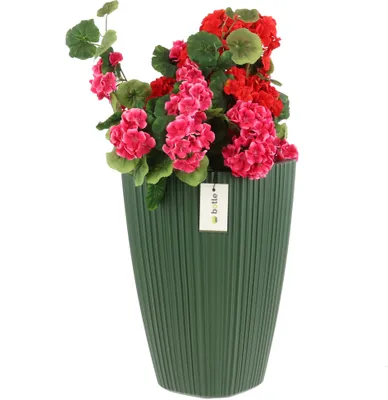 Obrázok produktu pre Kvetináč vysoká vložka štvorcový H 45cm zelené drážky štýlové