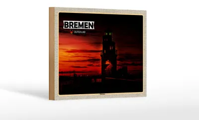 Produktbild von Holzschild Städte Bremen Deutschland Molenfeuer 18x12 cm Dekoration