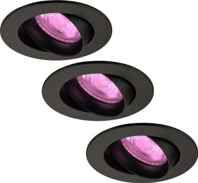 Produktbild von Ledvion LED Einbaustrahler 3er Set Rund Schwarz RGB dimmbar smart