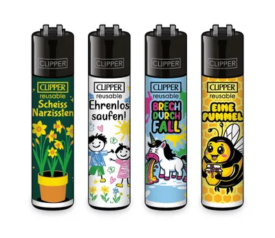 Produktbild von Clipper Feuerzeuge 4er Set Sprüche #4