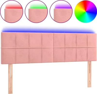 Produktbild von vidaXL LED Kopfteil Rosa 144x5x78/88 cm Samt