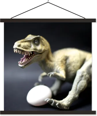 Produktbild von MuchoWow® Textilposter Dinosaurier-Ei - weiß 120x120 cm mit schwarzem Rahmen - Aufhängungsset
