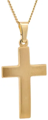 Produktbild von Gold Anhänger Kreuz mit Goldkette massiv 585 - 14 Karat Gold 55 cm