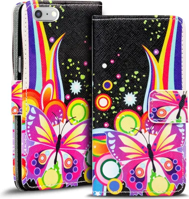 Produktbild von Handy Tasche für Apple iPhone 7 Hülle Kunstleder Motiv Schutzhülle Case Bumper