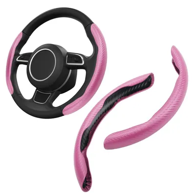 Produktbild von Rutschfeste Lenkradhülle aus Kohlefaser für Autos - Universelle Größe (Rosa)